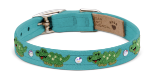 Embroidered Green Alligators with Crystals Collar